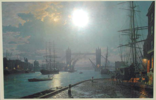 John Stobart - London Moonlight over the Lower Pool - Limited Edition Lithograph