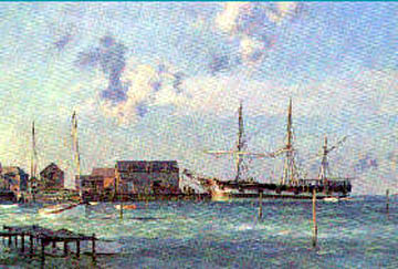 John Stobart - Martha's Vineyard The Bark Mattapoisett at Osborn's Wharf in 1886 - Limited Edition Lithograph