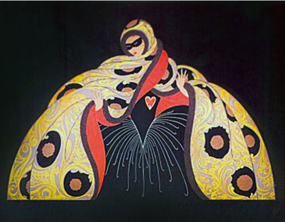  Erte - Masquerade (BLACK) - Limited Edition Serigraph
