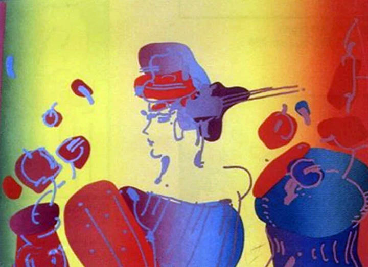 Peter Max - Lady With Flowers - Limited Edition Serigraph