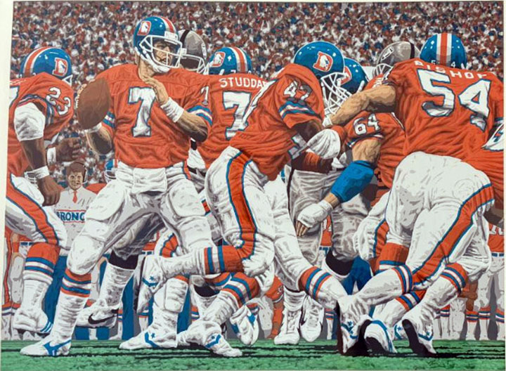 Rick Rush - Mile High Broncos - Limited Edition Serigraph