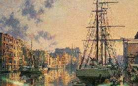John Stobart - Milwaukee A View of the Inner Harbor at Sunset in 1880 - Limited Edition Lithograph