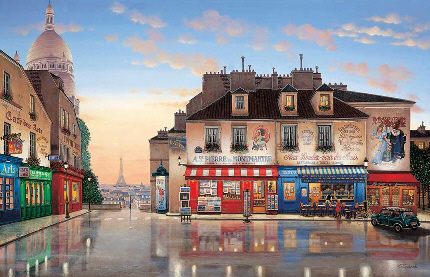 Liudmila Kondakova - Montmartre Morning - Limited Edition Serigraph on Gesso Board