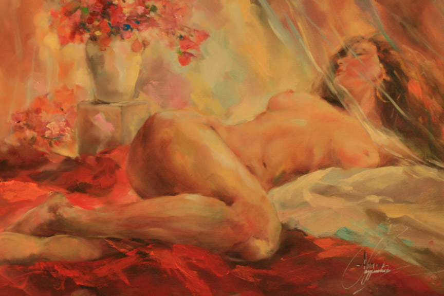 Anna Razumovskaya - Morning Flowers - Original Painting - Oil on Canvas
