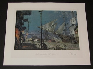 John Stobart - New York South Street Under a Full Moon in 1882 - Limited Edition Lithograph