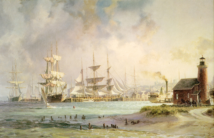 John Stobart - Nantucket The Celebrated Whaling Port in 1835 - Limited Edition Lithograph