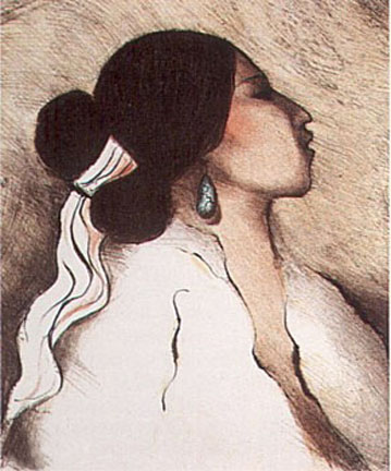 RC Gorman - Navajo Woman, State I - Limited Edition Lithograph