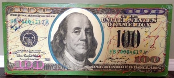 Steve Kaufman - New $100 Bill - Limited Edition Serigraph on Canvas