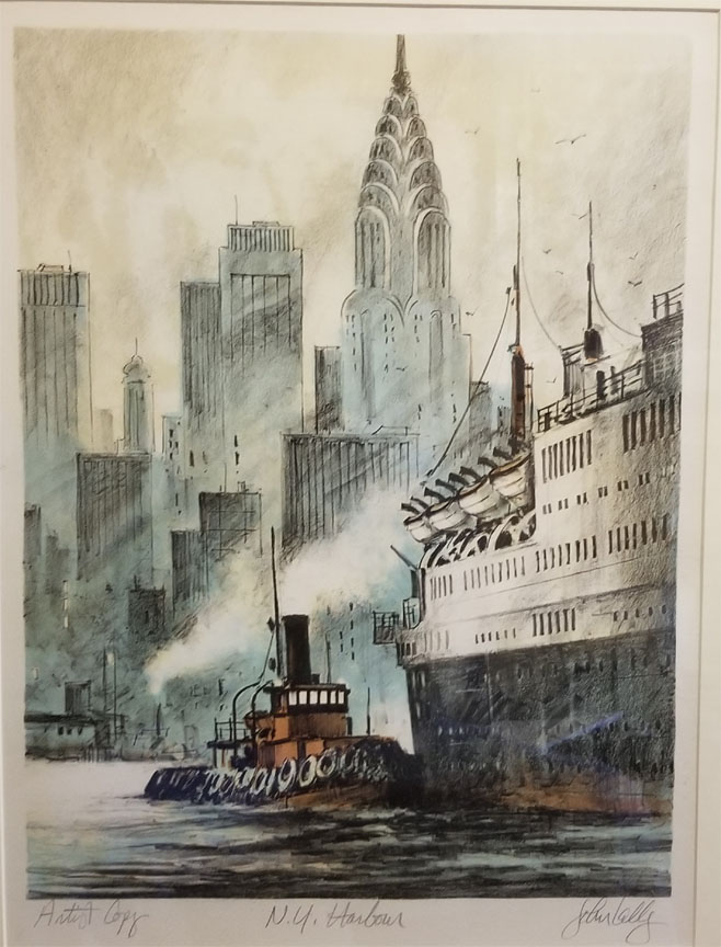 John Kelly - New York Harbour - Limited Edition Lithograph