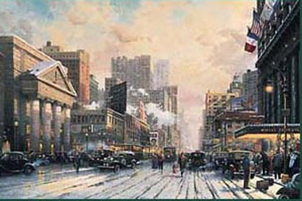 Thomas Kinkade - New York - Snow on 7th Avenue 1932 - Limited Edition Offset Lithograph on Canvas