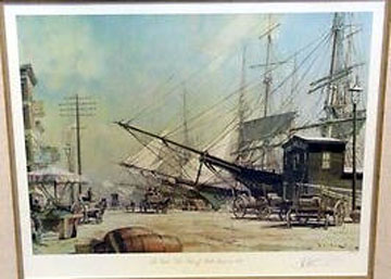 John Stobart - New York The Foot of South Street in 1867 - Limited Edition Lithograph