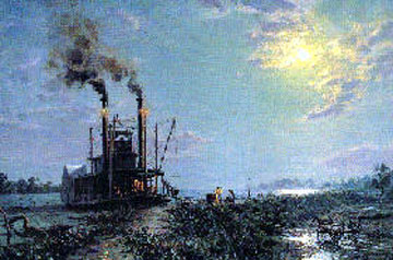 John Stobart - Night Stop on the Mississippi - Limited Edition Lithograph