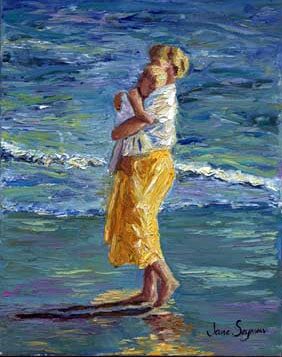 Jane Seymour - Ocean's Tranquility With Mother And Child - Limited Edition Giclee on Canvas