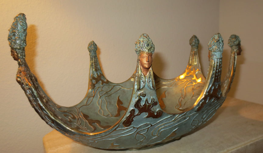 Erte - Ocean II - Limited Edition Bronze Patina Bowl  