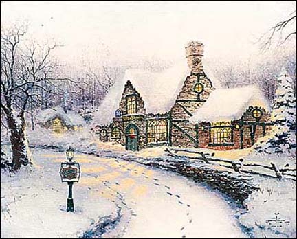 Thomas Kinkade - Olde Porterfield Gift Shoppe - Limited Edition Offset Lithograph on Canvas