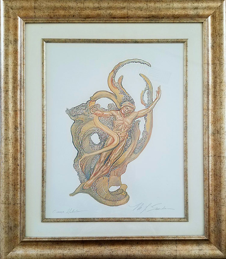 M.L. Snowden - Omega Nebula - Original Painting - Drawing Mixed Media / Watercolor Silver ink, graphite