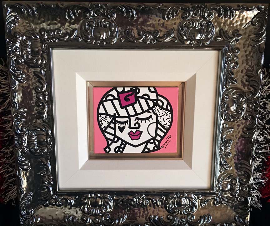 Romero Britto - Pink Lips - Original Painting - Acrylic on Canvas 