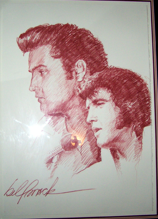Bill Mack - Double Elvis - Original Painting - Sepia Drawing