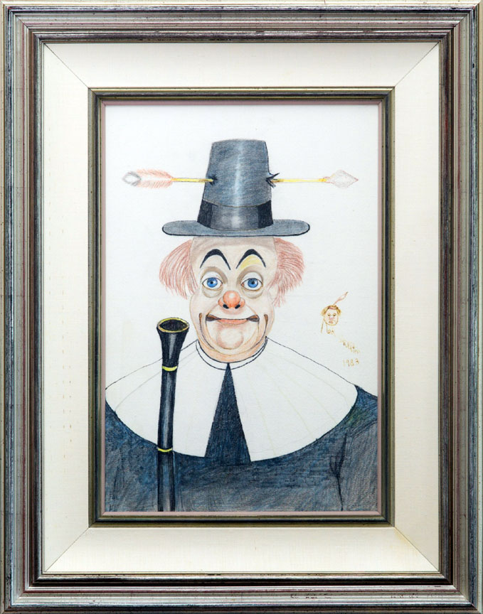 Red Skelton - Pilgram Clown - Original Painting - Drawing on Linen