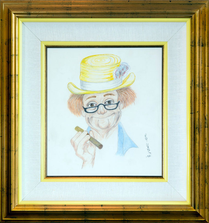 Red Skelton - Self Portrait of Red as Red - Original Painting - Drawing on Linen