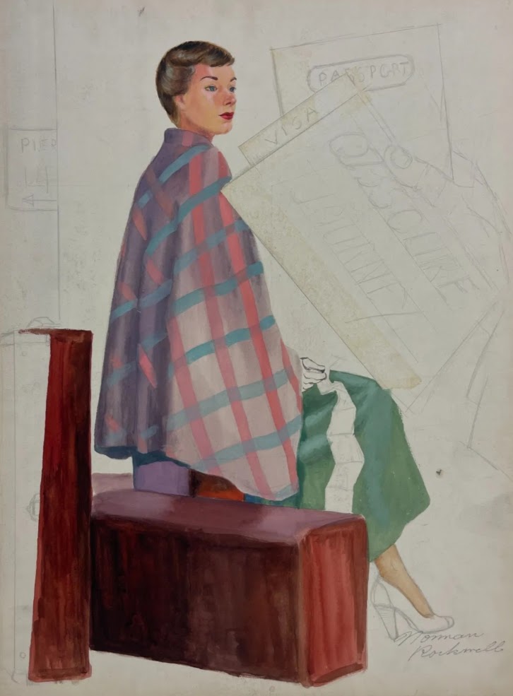 Norman Rockwell - Untitled - Original Painting - Mixed Media with watercolor Graphite and possibly colored pencil or pastel