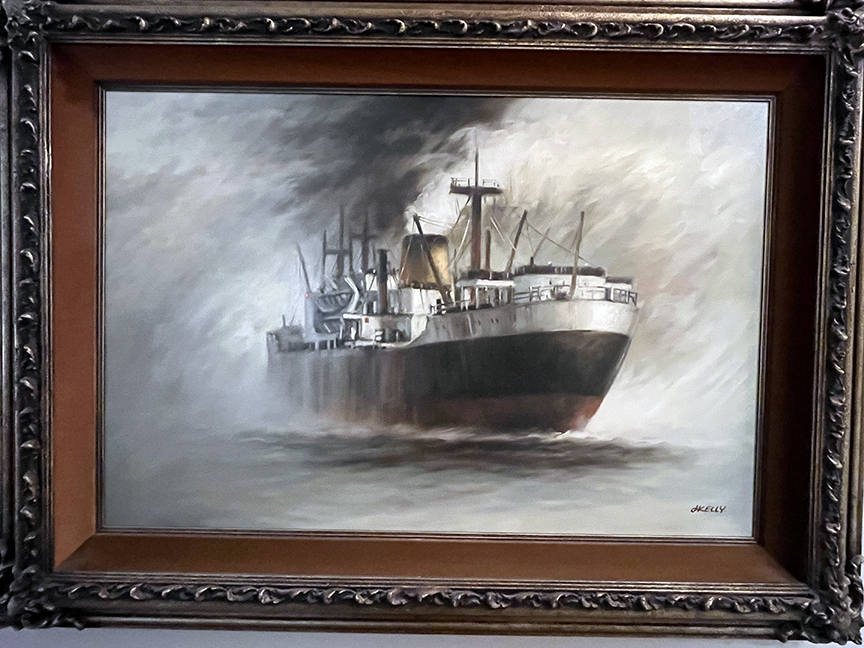 John Kelly - Freighter In The Fog - Original Painting - Oil on Canvas