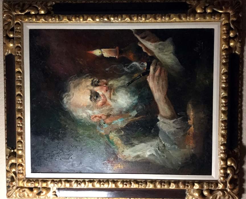 Americo Makk - Old Man with Candle - Original Painting - Oil on Canvas