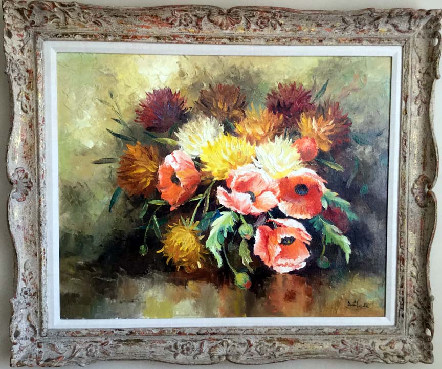 Eva Makk - Still Life with Flowers - Original Painting - Oil on Canvas