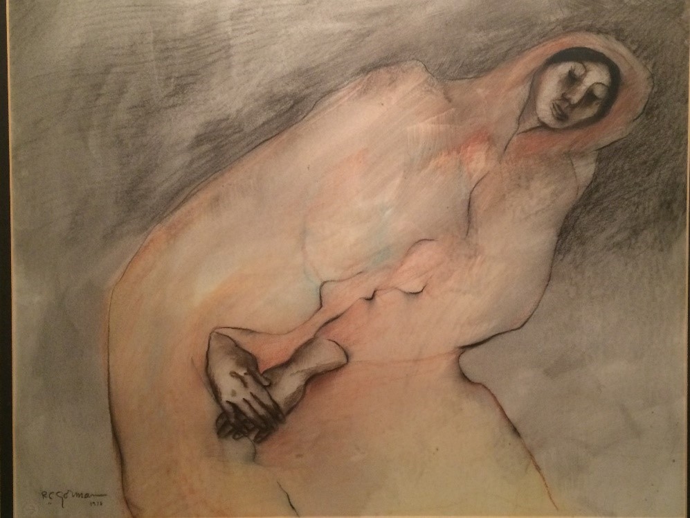RC Gorman - Lady - Original Painting - Oil Pastel on Paper
