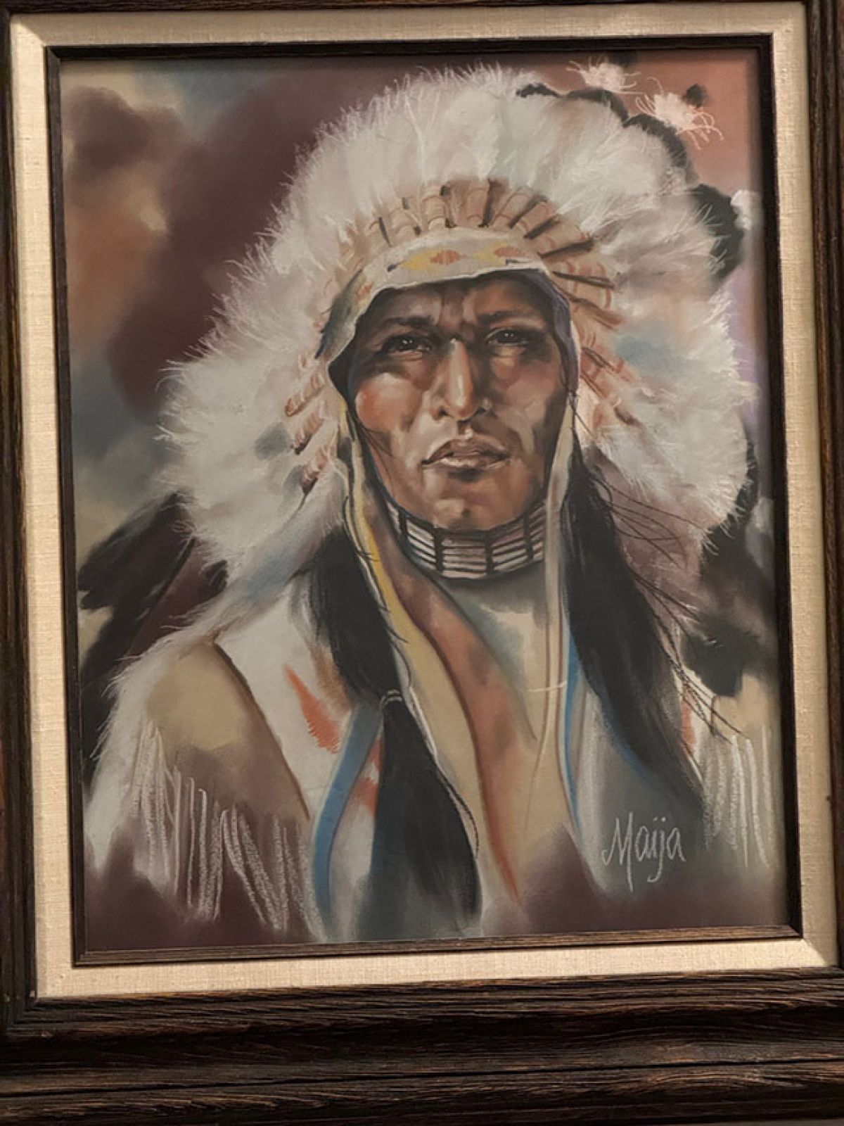 Maija - Native American Chief - Original Painting - Oil on Canvas