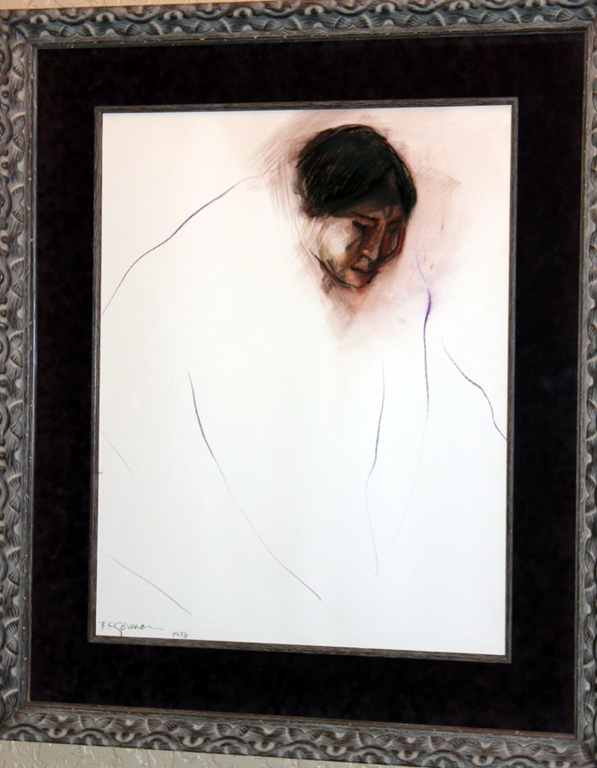 RC Gorman - Portrait of Ron Red Sleeve - Original Painting - Oil Pastel on Paper