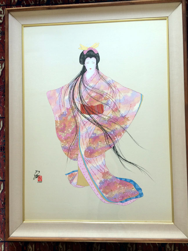 Hisashi Otsuka - Lady Meiko of Spring - Original Painting - Kimono Ink on Silk