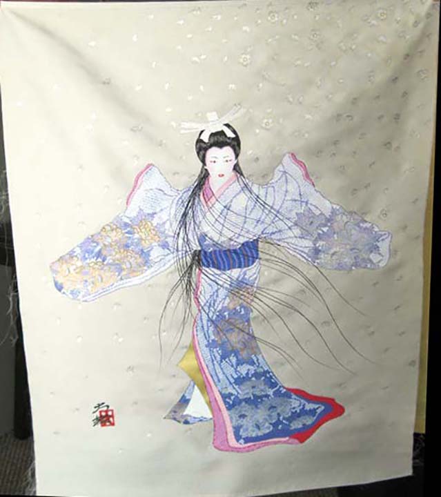 Hisashi Otsuka - Lady Mieko - Original Painting - on Raw Silk