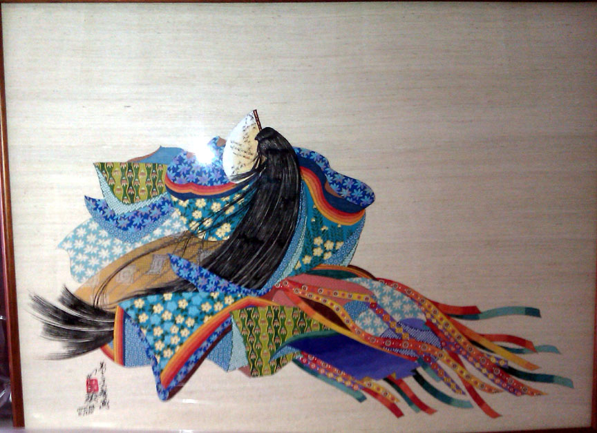 Hisashi Otsuka - Twelve Kimonos – Lady Murasaki - Original Painting - Acrylic / Kimono Inks on Raw Silk