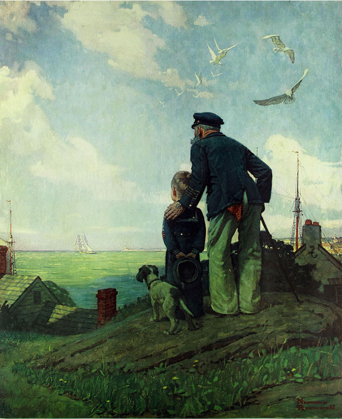 Norman Rockwell - Outward Bound Looking Out To Sea - Limited Edition Collotype