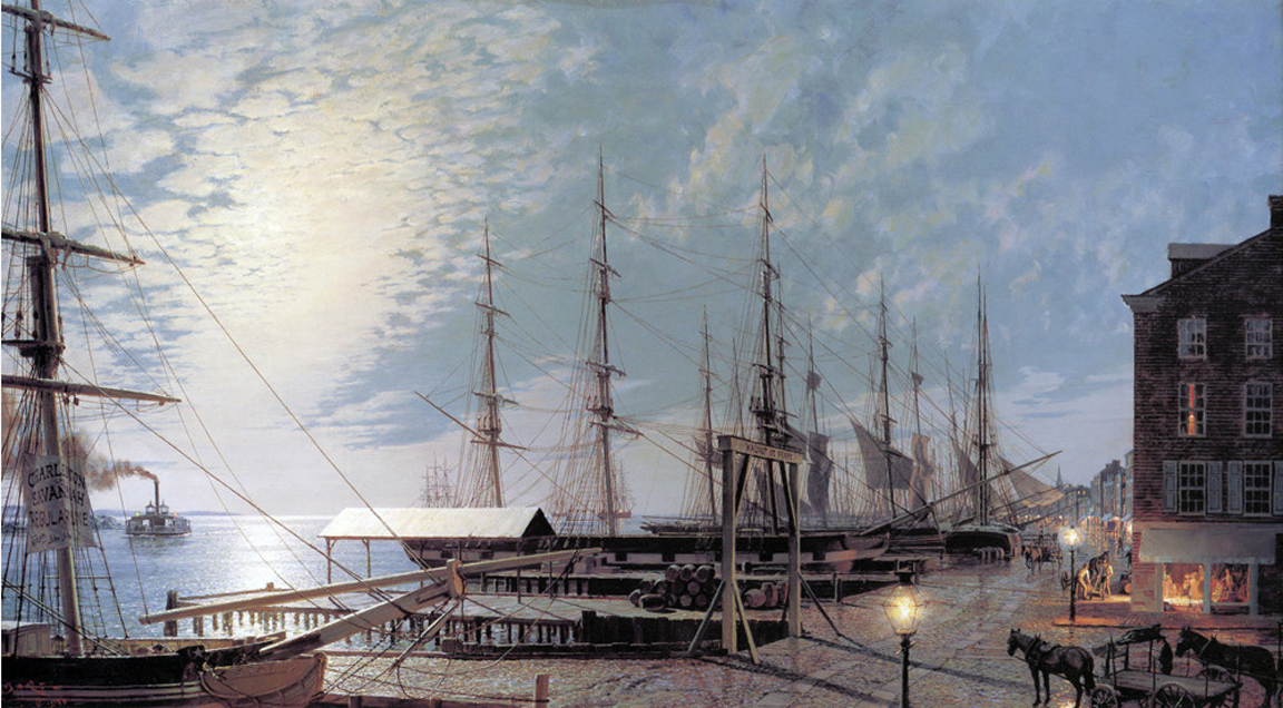 John Stobart - Philadelphia Moonlight over the Delaware from the foot of Walnut Street in 1835 - Limited Edition Lithograph