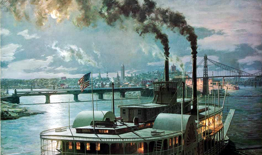 John Stobart - Pittsburgh Sidewheel Streamer Dean Adams - Limited Edition Lithograph