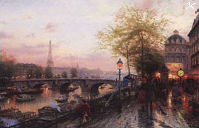 Thomas Kinkade - Paris Eiffel Tower - Limited Edition Offset Lithograph on Canvas
