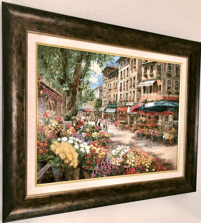 Sam Park - Paris Flower Market - Limited Edition Serigraph on Canvas