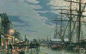 John Stobart - Philadelphia Delaware Avenue Near Spruce Street In 1840 - Limited Edition Lithograph