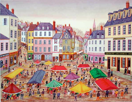 Fanch Ledan - Place du Marche - Limited Edition Lithograph