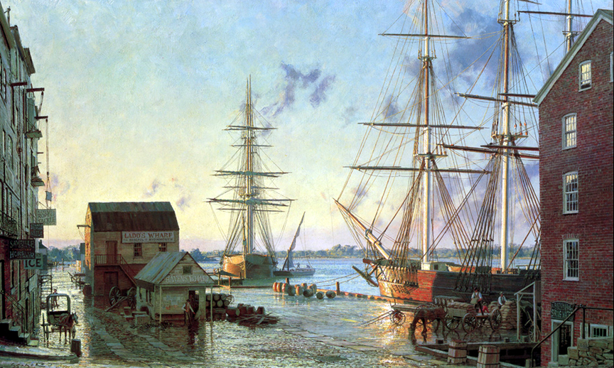 John Stobart - Portsmouth Merchants Row Overlooking Piscataqua - Limited Edition Lithograph