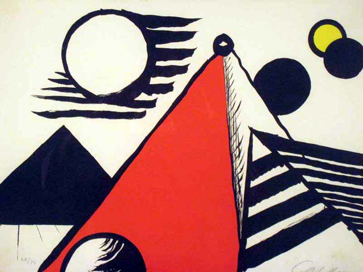 Alexander Calder - Pyramid Rouge - Limited Edition Lithograph