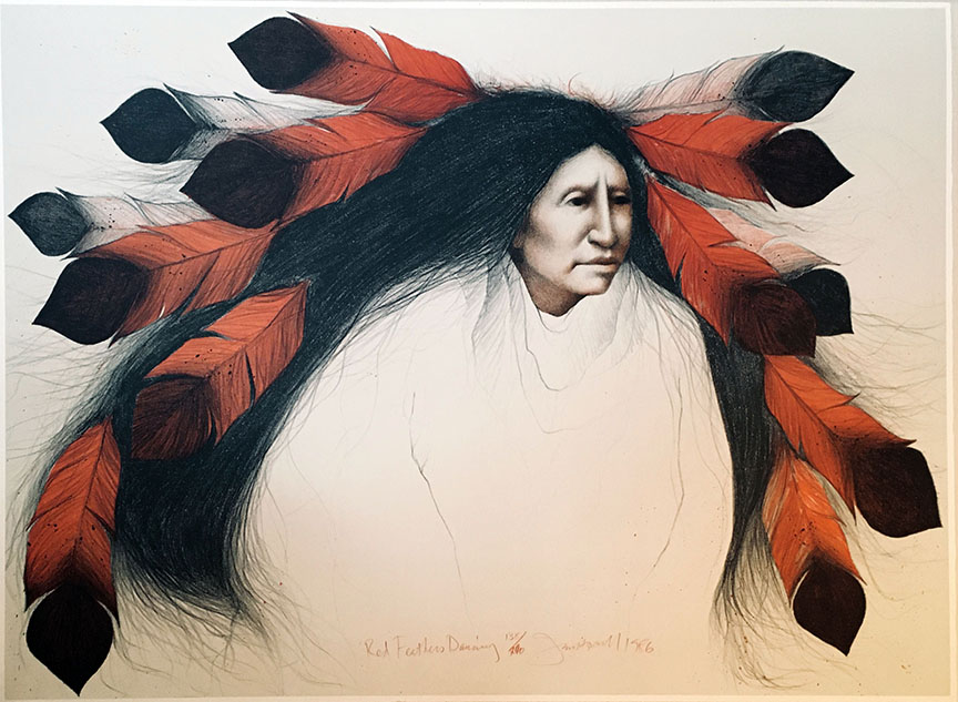 Frank Howell - Red Feathers Dancing - Limited Edition Lithograph