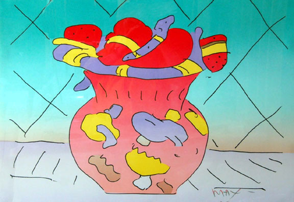 Peter Max - Red Vase - Limited Edition Serigraph