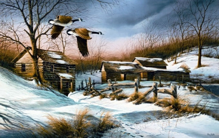 Terry Redlin - Winter Windbreak - Limited Edition Offset Lithograph