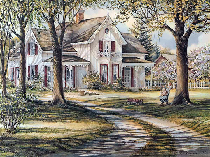 Trisha Romance - Shady Lane Cottage - Limited Edition Giclee on Canvas