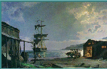 John Stobart - San Diego The Brig Pilgrim Loading Hides in 1835 - Limited Edition Lithograph