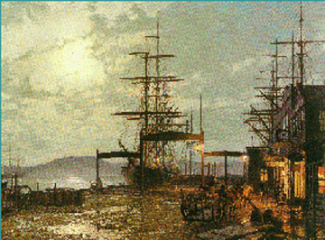 John Stobart - San Francisco Vallejo Street Wharf in 1863 - Limited Edition Lithograph