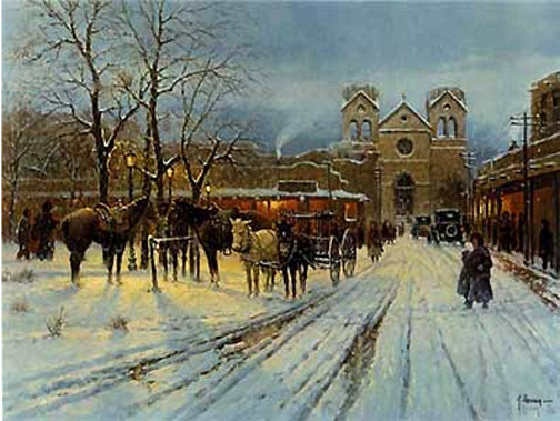 G Harvey - Santa Fe Plaza - Limited Edition Lithograph